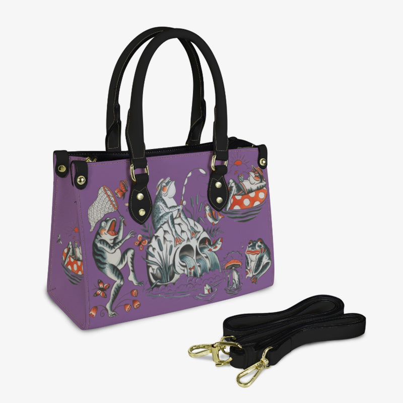 Frog/Skull Tattoos Leather Handbag
