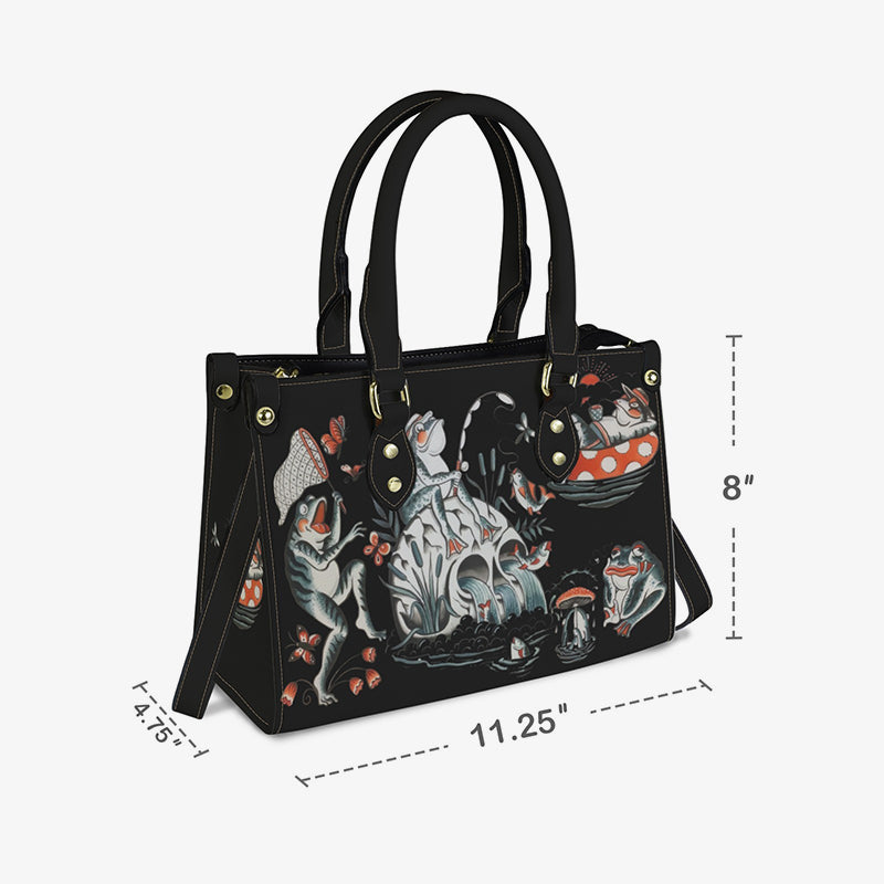 Frog/Skull Tattoos Leather Handbag