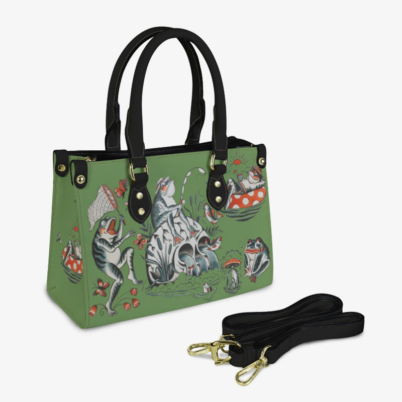 Frog/Skull Tattoos Leather Handbag