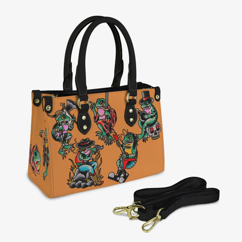 Frog Tattoos Leather Handbag